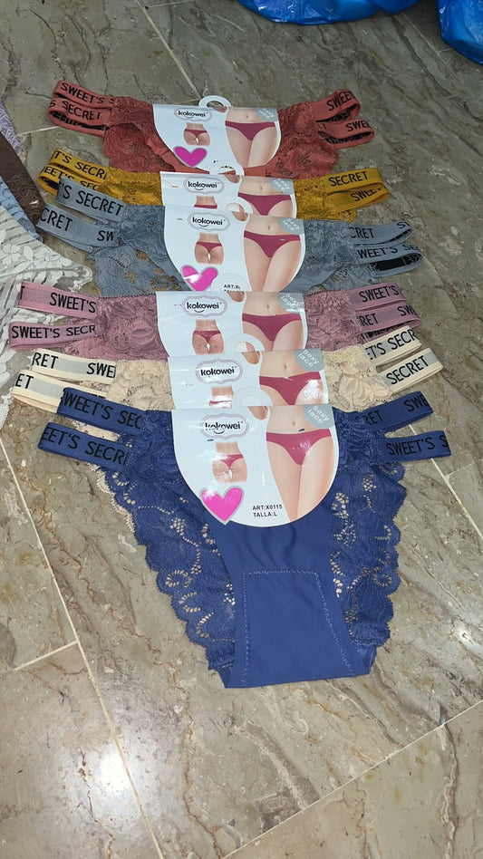 Lace Thong Panty – Elastic Waistband   (SMALL)